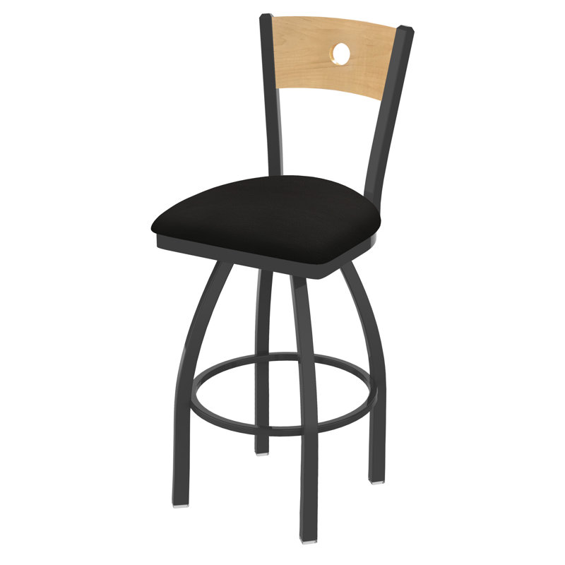 Tabouret de bar et de comptoir pivotant 830 Voltaire, Érable naturel, Vinyle espresso Canter / cadre bronze