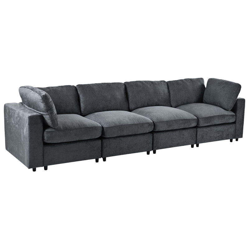 113" Upholstered Modular Sofa With Storage Space, USB Charge Ports, Wireless Charging And Built-Intooth Speaker In Arm, Sectional Sofa