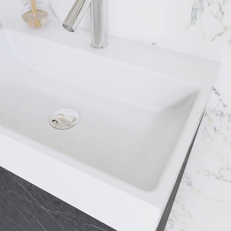 20 In. Freestanding Bath Vanity With Ceramic Sink, Black