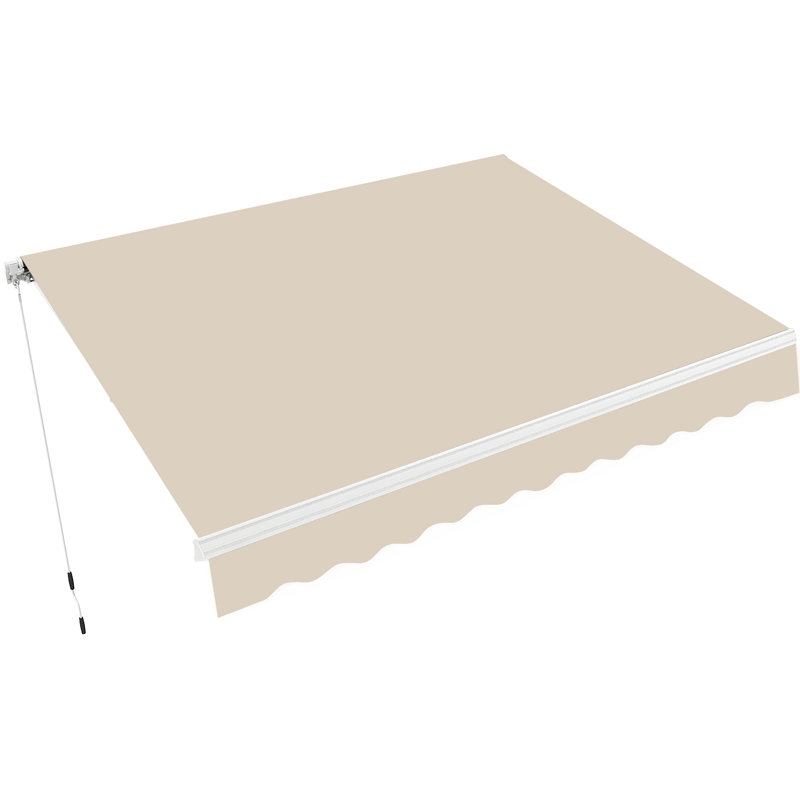 Retractable Patio Window Awning with Aluminum Frame, Acrylic Fabric, Beige, 10' x 8'
