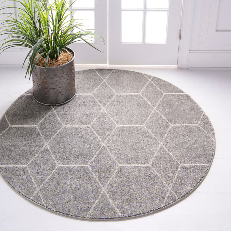 Tapis gris clair Debrodie, Gris clair, Rond 10pi