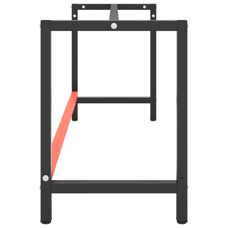 Matte Black and Red Metal Workbench Frame with Bar