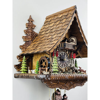  Horloge coucou allemande avec ours, roue à aubes, danseurs et mélodie double