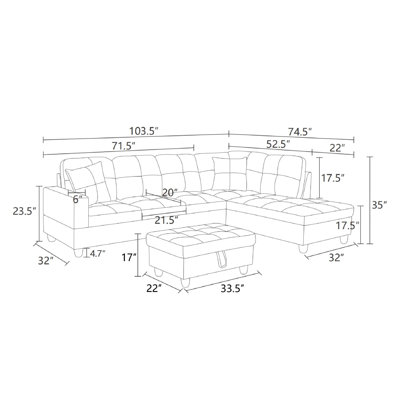 Canapé et chaise longue avec repose-pieds Beesley
