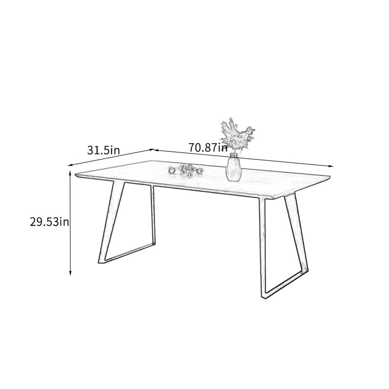 Table de salle à manger Minimalist, H 29,53 po x L 70,87 po x l 31,5 po