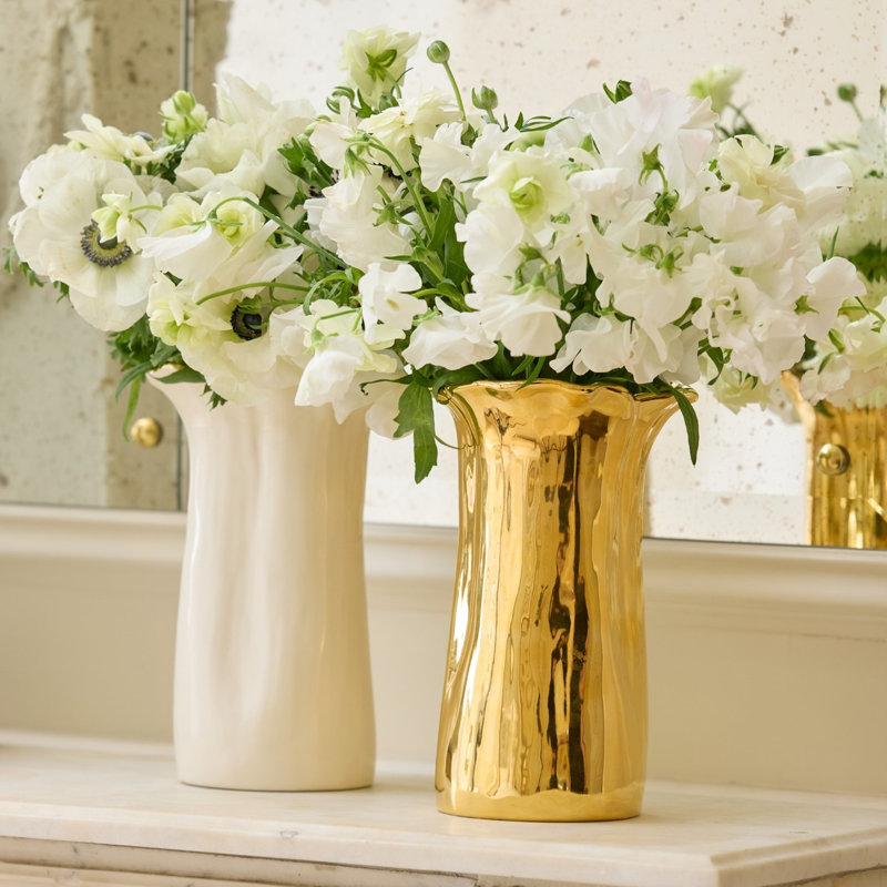 Valera Earthenware Table Vase, Cream