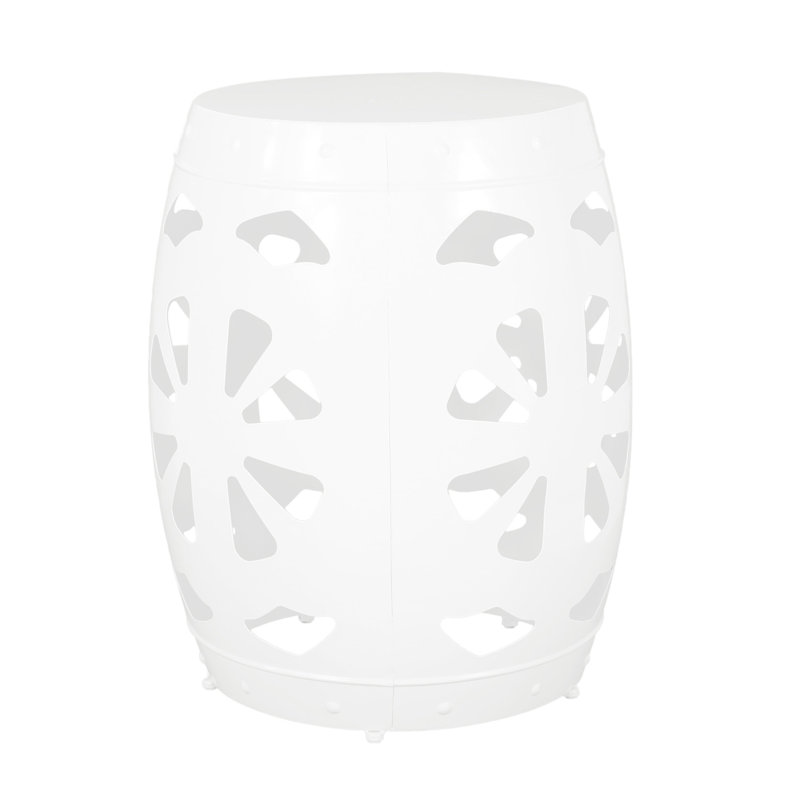 White Elegant Side Table - Iron Frame, No Assembly Large End Assembly, Fashionable Design, White