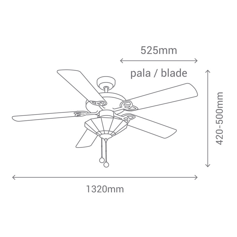 132cm Ceiling Fan with Light Kit