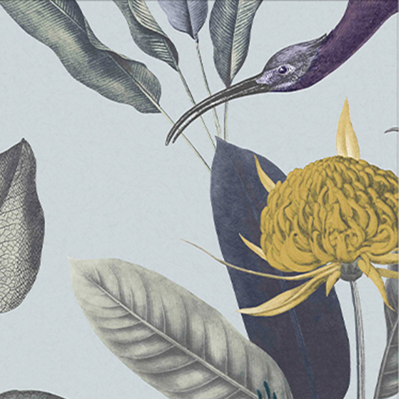 Papier peint floral , gris