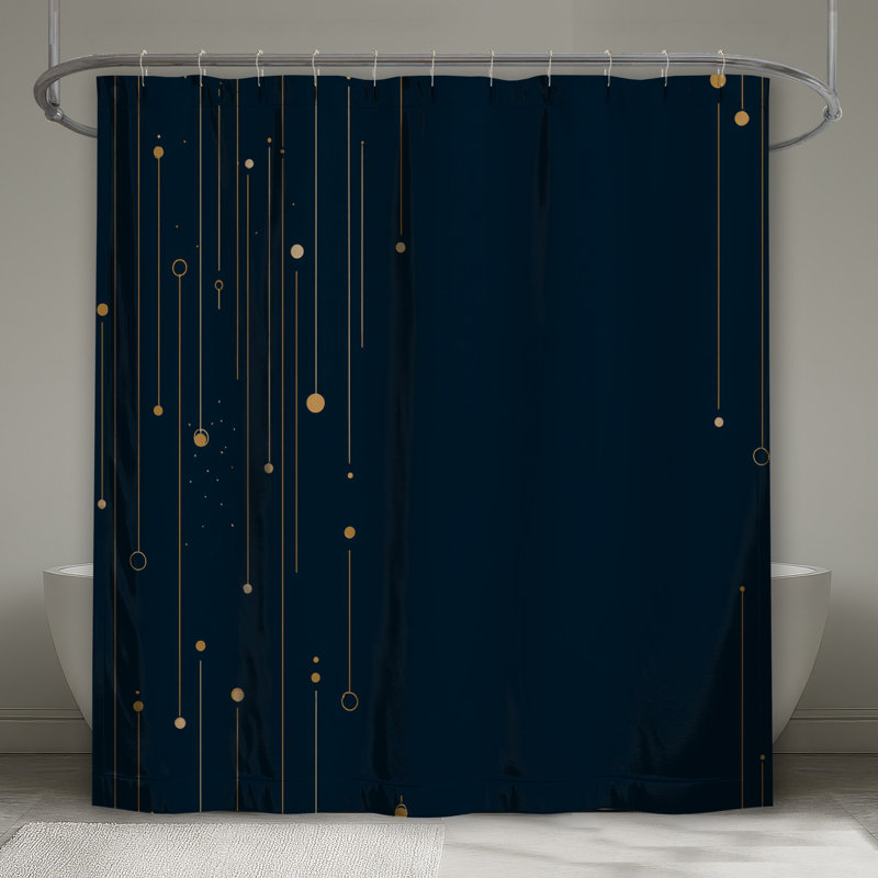 Rideau de douche abstrait - Art Modern Decor, H 93 po x l 70 po, Bleu géométrique