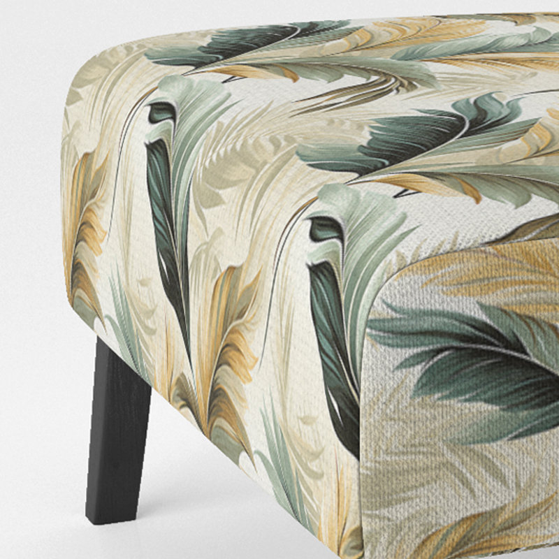 Upholstered Tropical Accent Slipper Chair C, Tranquil Retreat Tropical Pattern