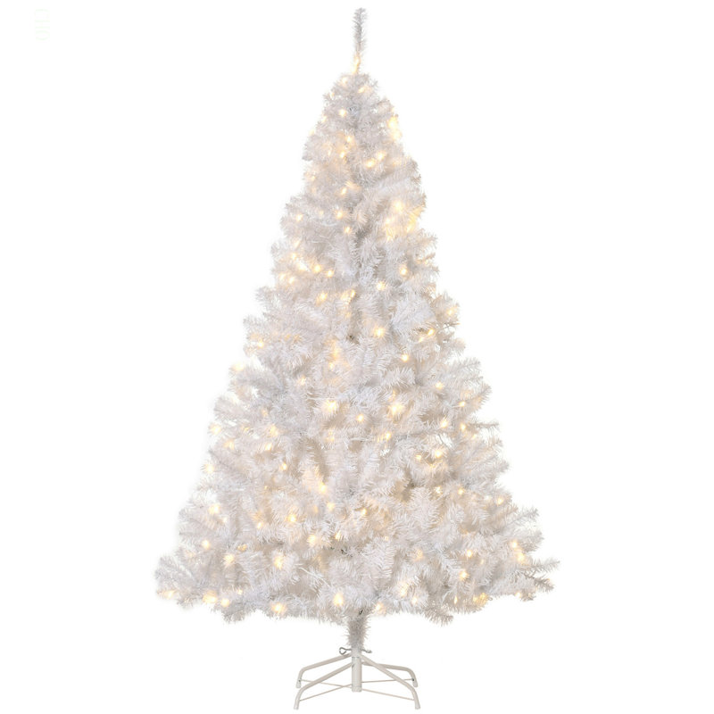 Sapin de Noël artificiel de 6 pi avec des branches réalistes, 250 lumières DEL chaudes et 1000 pointes, Blanc