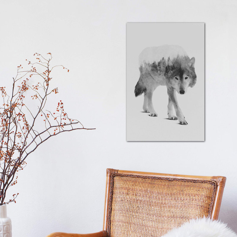 Wolf In The Woods II by Andreas Lie - Wrapped Canvas Print, 20.32 cm H x 30.48 cm W