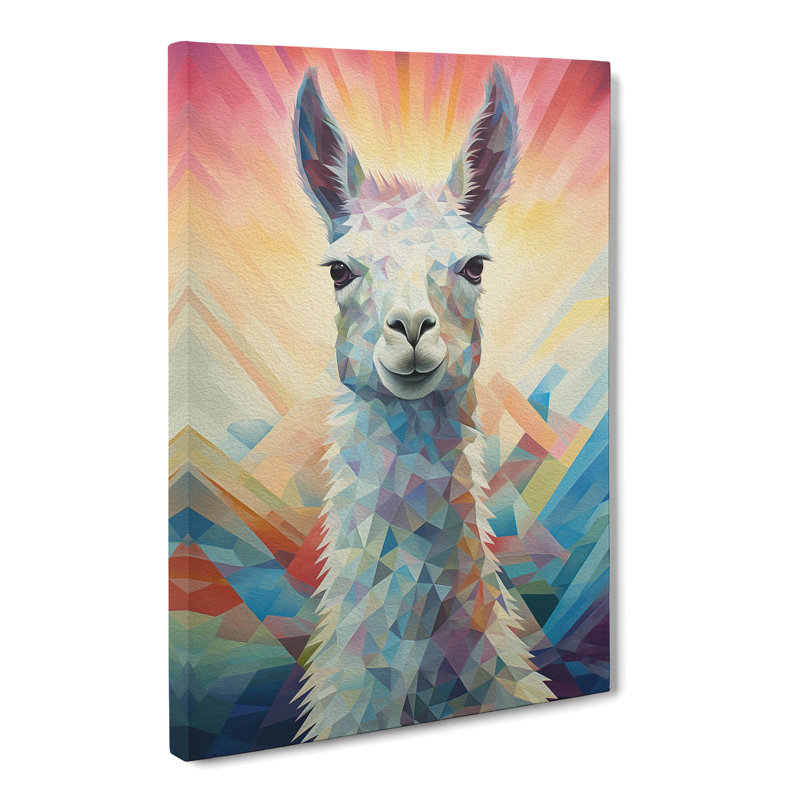 Llama Geometric Art - Wrapped Canvas, 50cm H x 35cm W x 3cm D