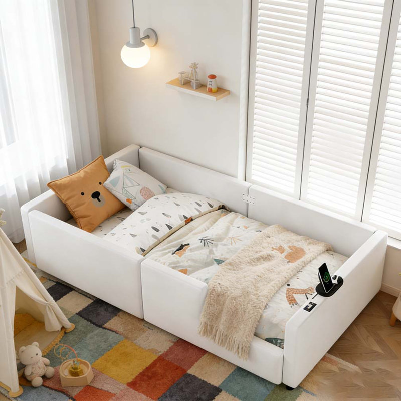 Lit plateforme simple tapissier, Blanc