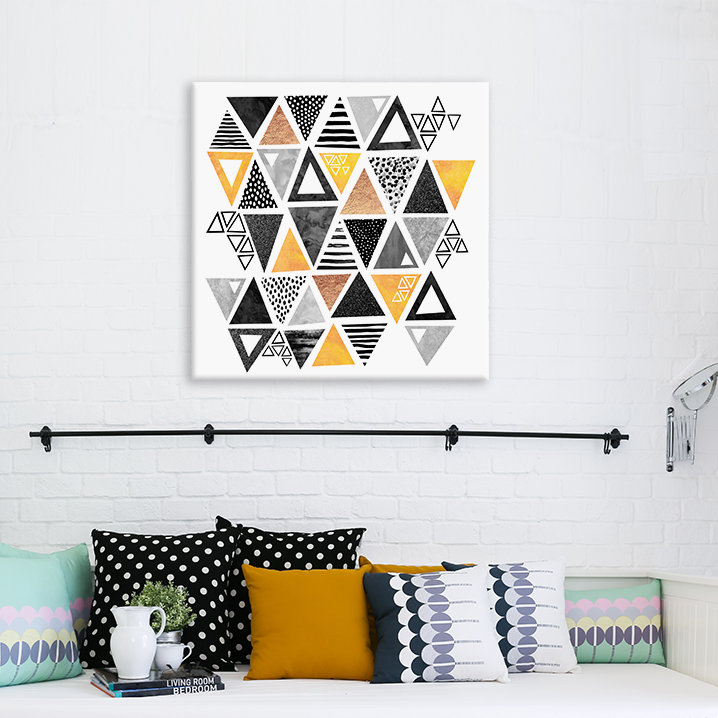 « triangle », impression abstraite sur toile tendue, H 12 po x l 12 po x P 0,75 po, Pas de tapis, Toile tendue