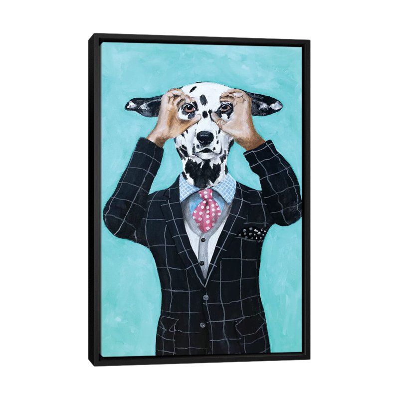 Reproduction d’art sur toile tendue, coco de paris’dalmatien regarde ", H 26 po x l 18 po x P 1,5 po, Toile avec cadre noir