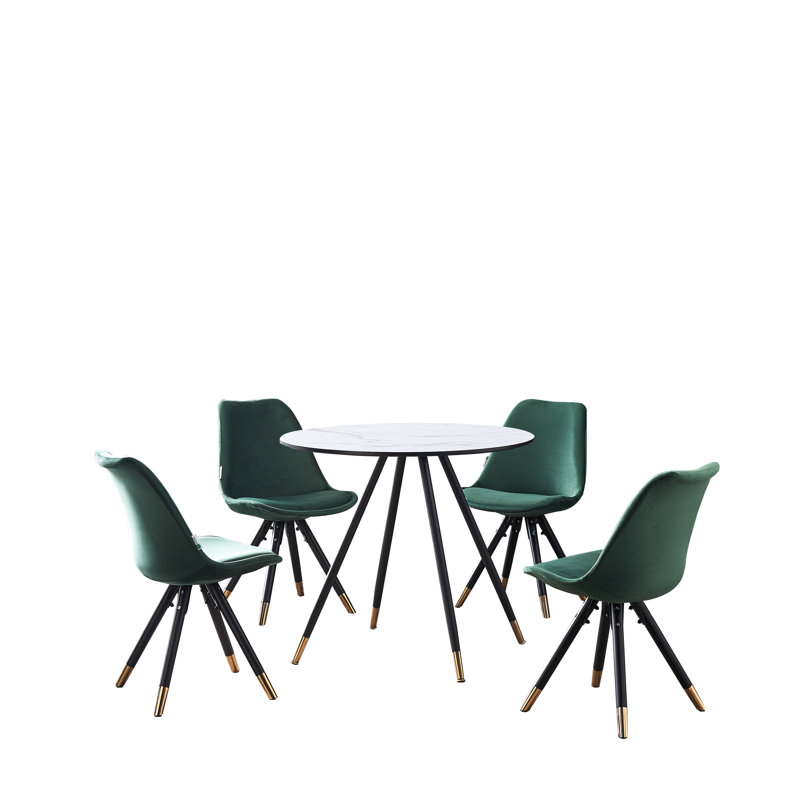 4 - Person Dining Set, Green, White