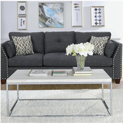 Table basse en chêne clair et chrome avec base ouverte