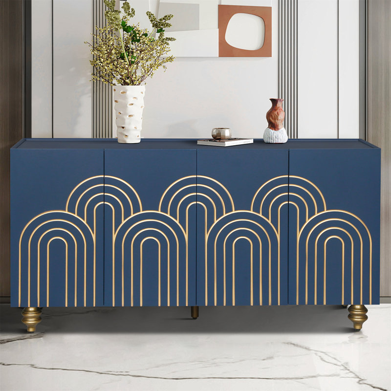 Modern Fluted Sideboard Buffet With Storage
