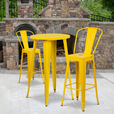 Genece Metal 3-Piece Indoor and Outdoor Bar Set