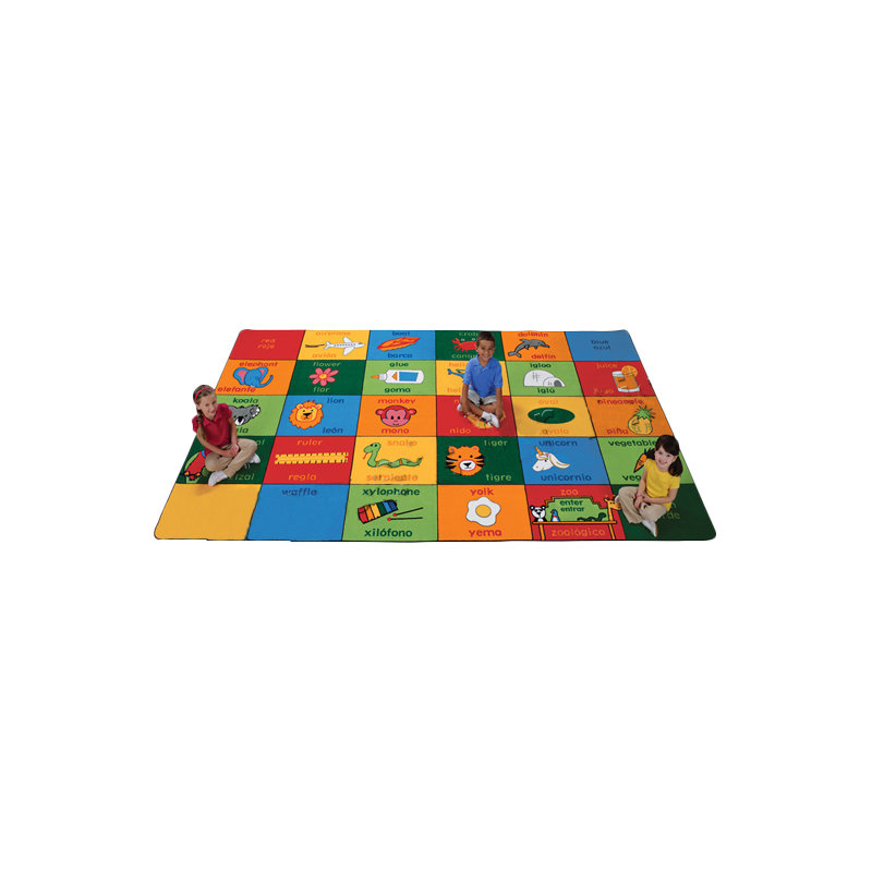 Tapis imprimé à blocs alphabétiques bilingues, 8 pi 4 po x 13 pi 4 po