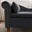 Chaise de salon moderne en velours noir avec rangement pratique et style contemporain