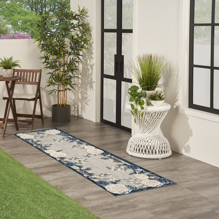 Allijah Floral Blue/Grey Indoor/Outdoor Area Rug