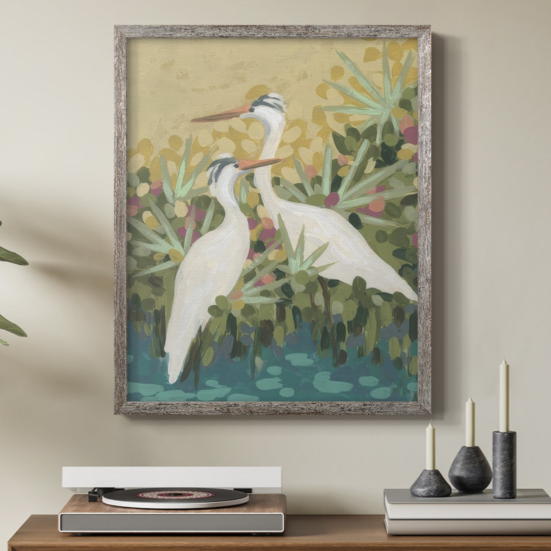 Reproduction encadrée Heron Lagoon II - bois massif, H 21 po x l 17 po