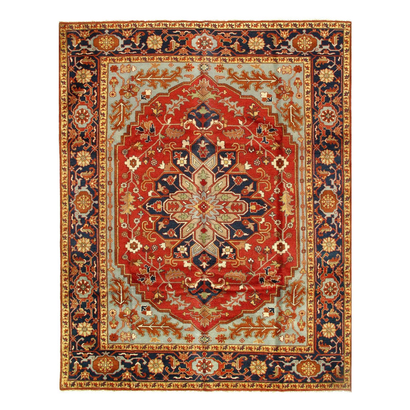 Tapis oriental rouille / beige / gris en coton / laine 9 pi 9 po x 12 pi 8 po Xeryus
