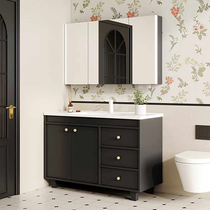 Modern simple black bathroom cabinet