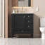 Meuble-lavabo de 30 po avec lavabo en céramique, armoire moderne en bois massif avec 3 tiroirs à fermeture en douceur, meuble-lavabo autoportant pour la salle de bain-704604511