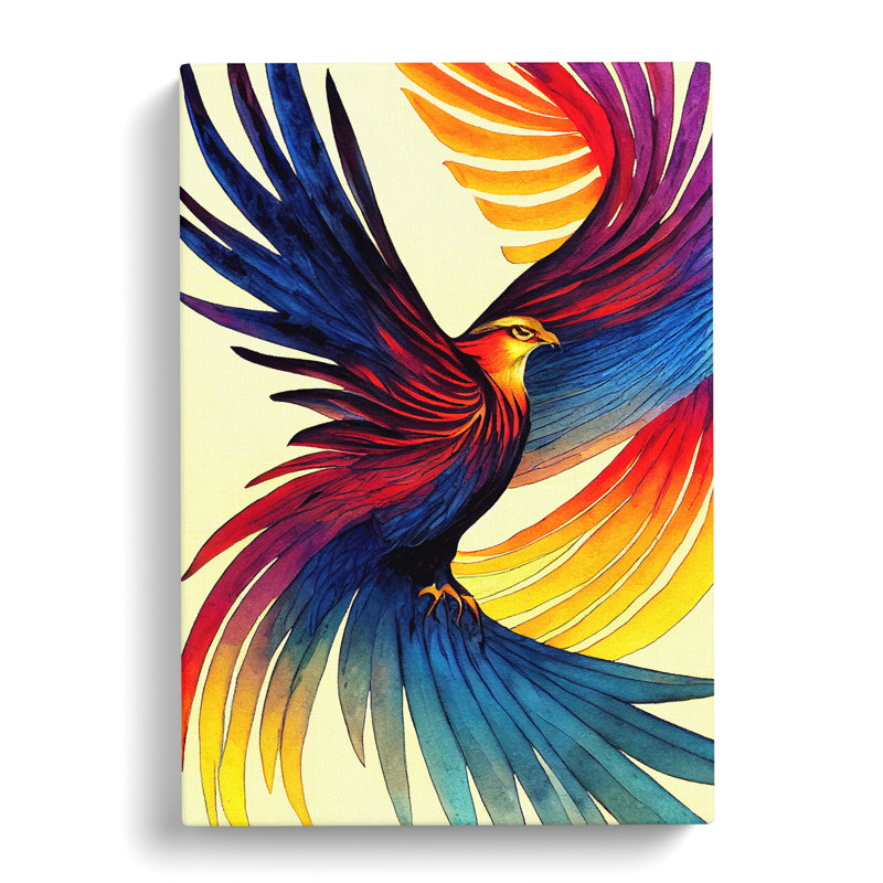 Watercolour Phoenix Bird - Wrapped Canvas, 50cm H x 35cm W x 3cm D