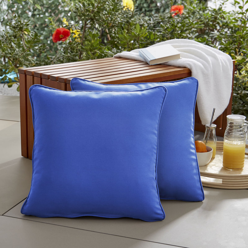 Erika Outdoor Reversible Throw Pillow, 20"H x 20"W, Canvas True Blue