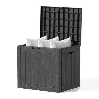 Coffre de rangement extérieur de 132 litres (35 gallons) en résine durable, étanche et résistant aux UV, idéal pour les coussins de terrasse, les jouets de piscine et les outils de jardin, noir.