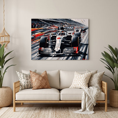 Transportation Formula 1 and racing car art Grey Metal Wall Art