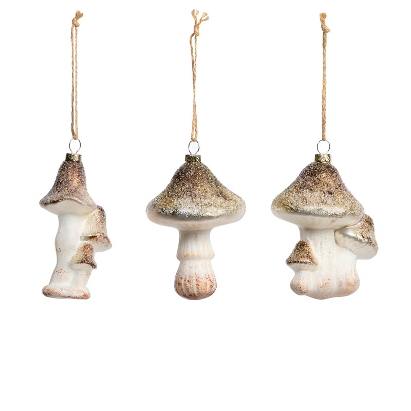 Ornement en verre glacé à champignon