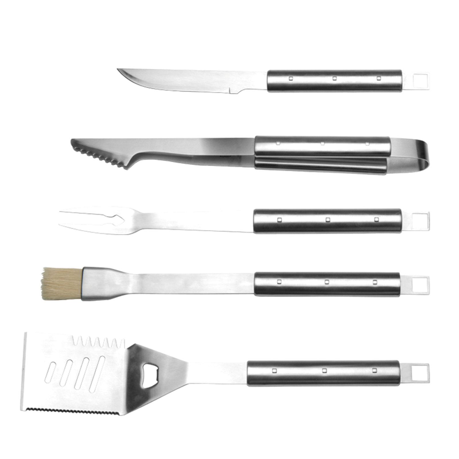 BergHOFF Essentials Cubo 6Pc 18/10 Stainless Steel BBQ Grilling Tool Set with Folding Bag