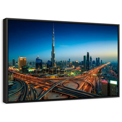 Dubai Highway At Night Canvas Print