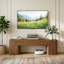 Meuble télé en bois massif pour téléviseur 55/60/65/75 pouces, console média rustique 59 po