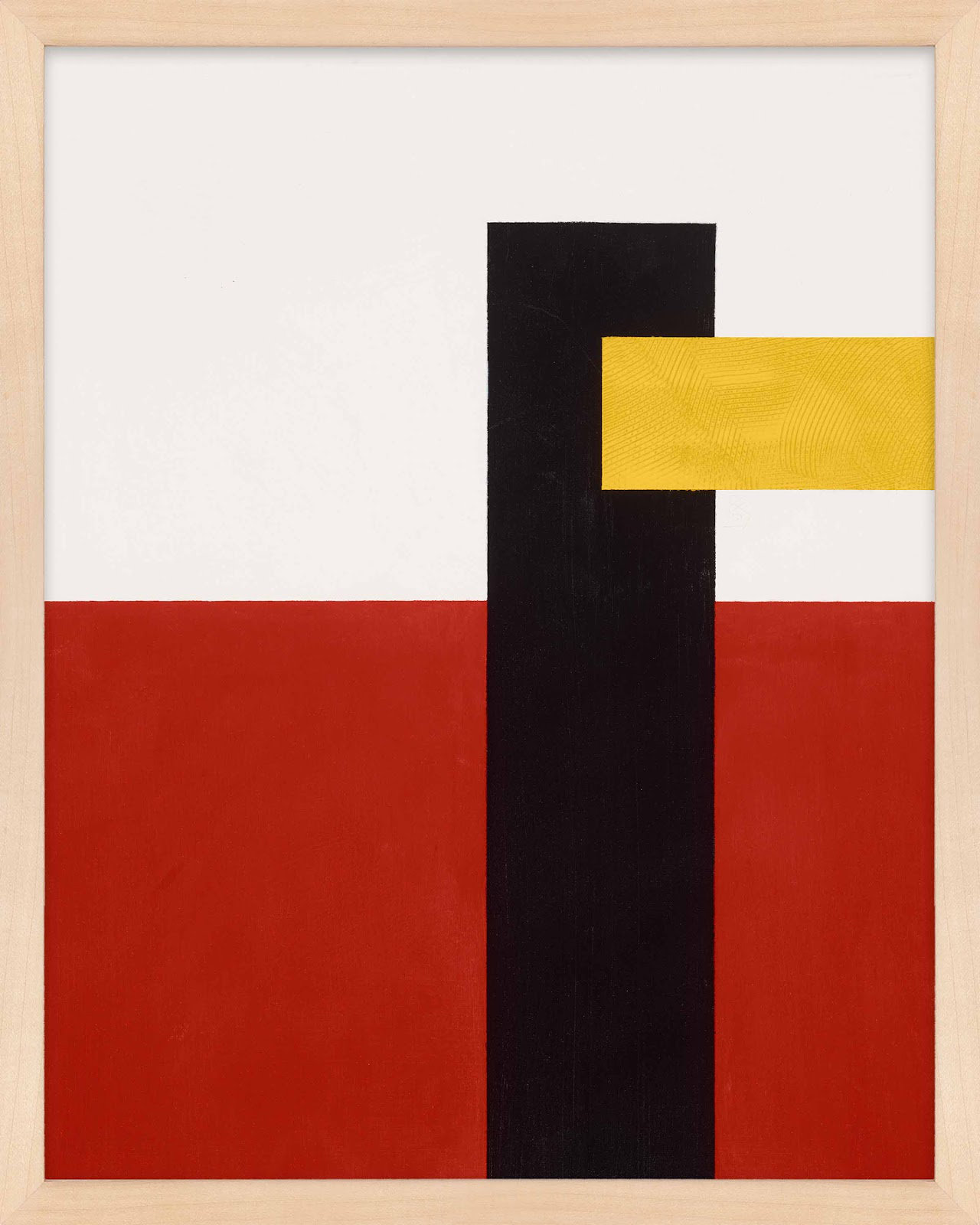 Composition With Yellow 4 by Robert Kamnatnik, 20" H x 16" W x 1.25" D, Maple Framed Paper
