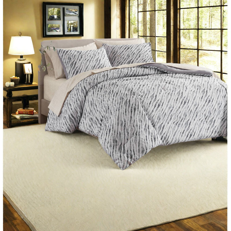 -Piece Cal King Bedding Sets, Soft Polyester, Modern Gray Comforter