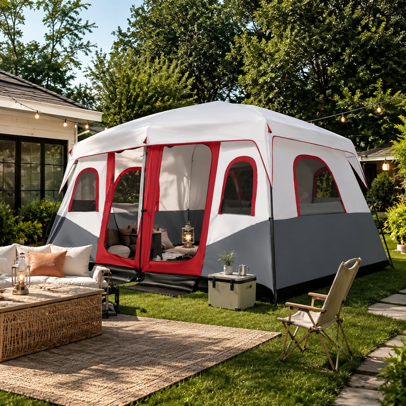 Grande tente de camping pour 12 personnes 14 x 10 pi avec tente imperméable robuste, 2 pièces, 6 fenêtres et un sac de transport