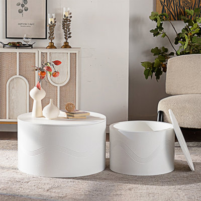 Ensemble de tables basses rondes avec rangement caché