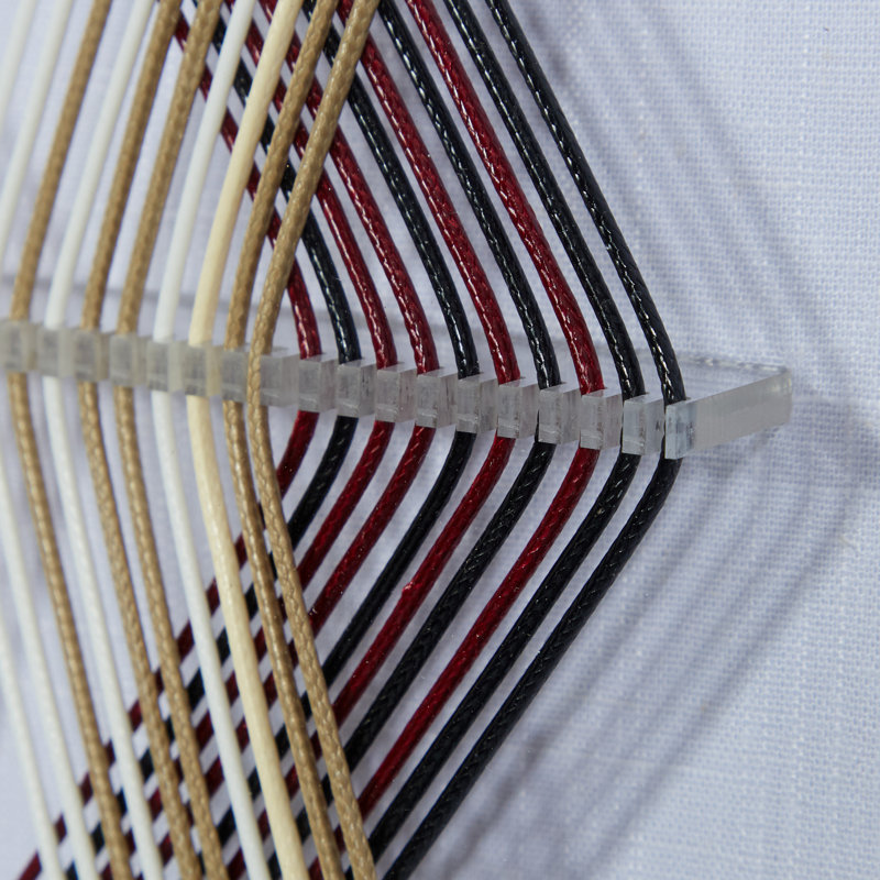 Cotton Fabric Handmade String Art Geometric Multi Colored Wall Decor with Silver Frame