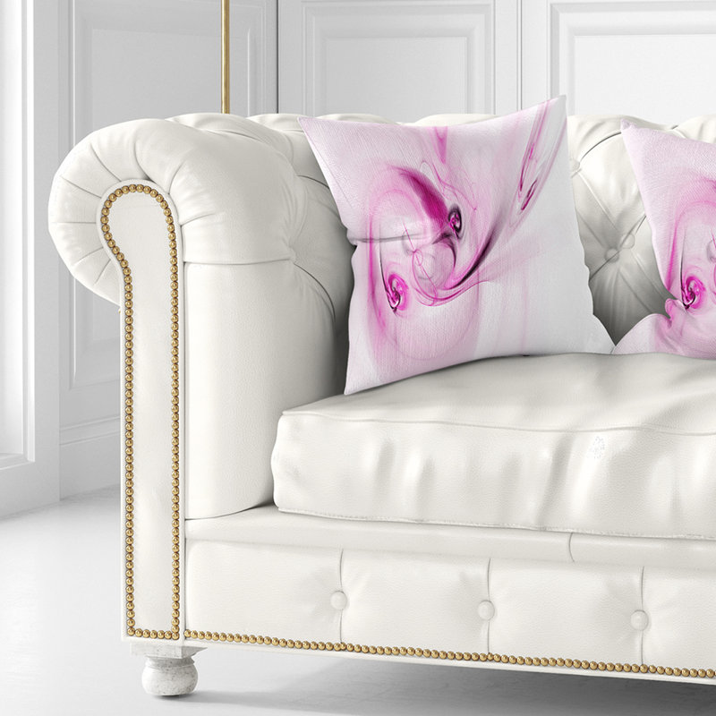 Spirale nébuleuse espace magenta - coussin abstrait imprimé, 18 po x 18 po, Mauve, Carré