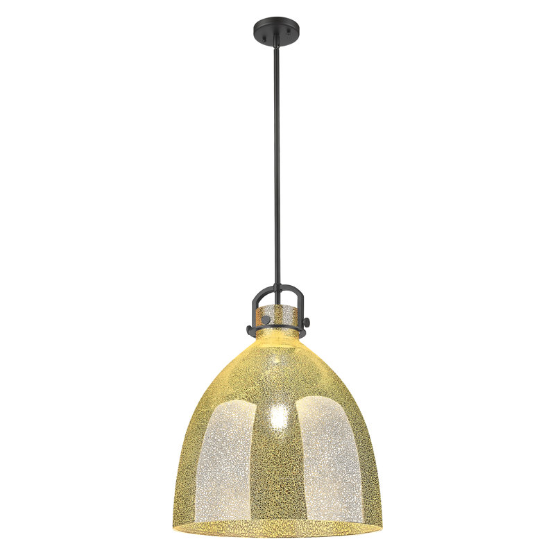 Luminaire suspendu à tige 1 lumière Wimbush 18 po, H 22 po x l 18 po x P 18 po, Mercure, Noir mat