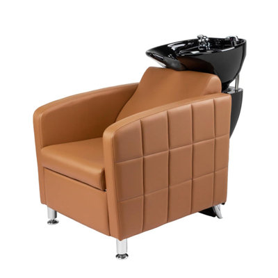 Salon Shampoo Bowl And Chair Backwash Unit With Extra Wide Seat And Porcelain Hair Washing Sink