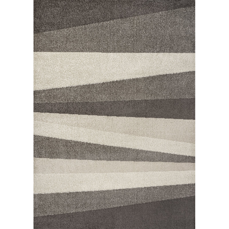 Tapis beige / brun à rayures géométriques Howden, Rectangle 7 pi 10 po x 10 pi