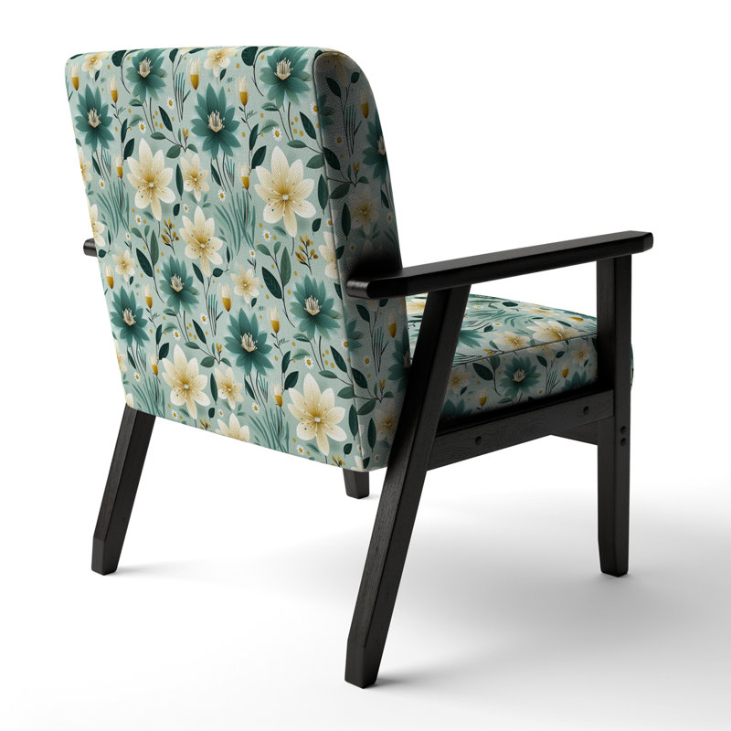 Vintage Romance Green Marvel Blooms - Upholstered Cottage Accent Arm Chair